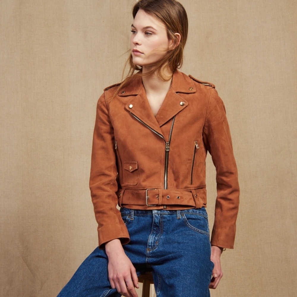 Amazing Terra Cotta / Rust Color Suede Perfecto Size 1 by SANDRO perfect